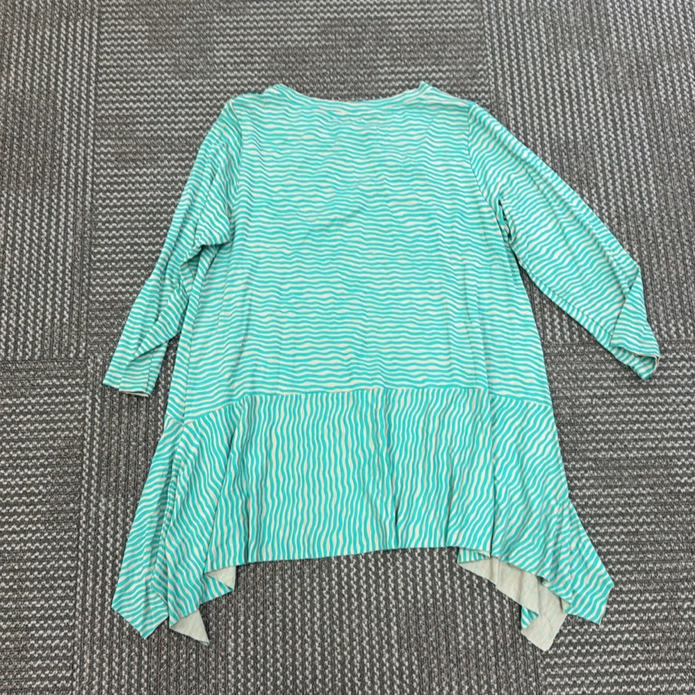 Gudrun Sjoden Lagenlook Green Striped Lyocell Tunic, size L - Picture 7 of 7